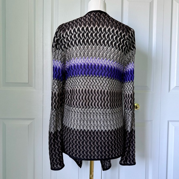 CHICO’S | Black, White, Purple Waterfall Cardigan Sz S - Picture 2 of 5